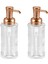 Banyo Seti Sıvı Sabunluk 2 Adet Cam Altın Pirinc Pompalı 7X7X20CM 325ML 2