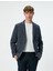 Blazer Ceket Ekoseli Slim Fit Düğmeli Çift Cep Detaylı Mono Yaka 2