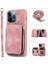 Iphone 14 Pro Maks Kart Çanta Tasarım Kickstand Cover Anti-Fall Pu Deri Kaplamalı Tpu Telefon Kılıfı El ve Omuz Kayış Pembe (Yurt Dışından) 1