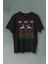 Yılbaşı Hediye Geyik 2024 Christmas Happy New Year Baskılı Siyah T-Shirt Tişört 1