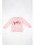 Kız Çocuk Pembe Uzun Kollu Kuş Nakış Detaylı Kışlık Sweatshirt 1