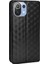 Manyetik Otomatik Kapanış Folio Flip Tam Koruma 3D Rhombus Xiaomi Için Stand Cüzdanı ile Pu Deri Telefon Kılıfı 11 Lite 5g Ne/mı 11 Lite 4g/5g-Black (Yurt Dışından) 3