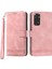 Xiaomi Redmi Için Dierfeng Df-03 Not 11 4g (Qualcomm)/not 11S 4g Telefon Stand Vaka Çizgileri Baskılı Deri Cüzdan Telefon Kapak Pembe (Yurt Dışından) 1