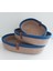 3'lü Oval Hasır Sepet Düzenleyici Organizer Dekorasyon HEDIYELIK-31X18X5/26X16X5/22X15X5 1