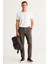 ALTINYILDIZ CLASSICS Erkek Kahverengi Slim Fit Dar Kesim Yan Cepli Tweet Desenli Beli Lastikli Klasik Kumaş Pantolon 2