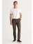 ALTINYILDIZ CLASSICS Erkek Kahverengi Slim Fit Dar Kesim Yan Cepli Tweet Desenli Beli Lastikli Klasik Kumaş Pantolon 5