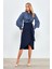 Kuşaklı Kalem Etek - Lacivert 2