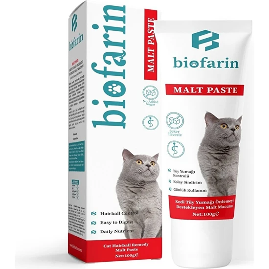 Biofarin Malt Paste 100 gr Kedi Tüy Yumağı Önlemeyi Destekleyen Malt Macun