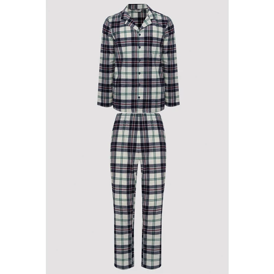 Penti Gri Kareli Gömlek Pantolon Pijama Takımı