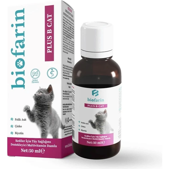 Biofarin Kedi Tüy Sağlığı Damlası 50 ml Plus +B Cat Deri ve Tüy Sağlığını Destekleyen Multivitamin Damla