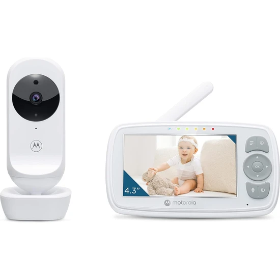 Motorola Kreş VM34 Kameralı Bebek Monitörü, Renkli Ekran 4,3 Inç, Kızılötesi Gece Görüşü