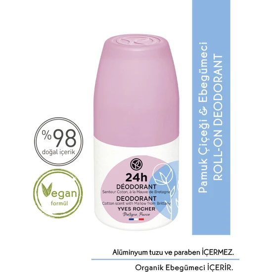 Yves Rocher Roll-on Deodorant - Pamuk Çiçeği & Ebegümeci-50 ml