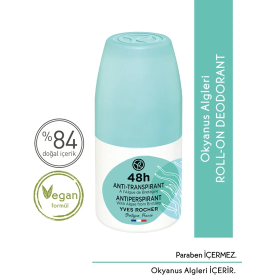 Yves Rocher Unisex Fresh Roll-on Antiperspirant Deodorant - Okyanus Algleri-50 ml