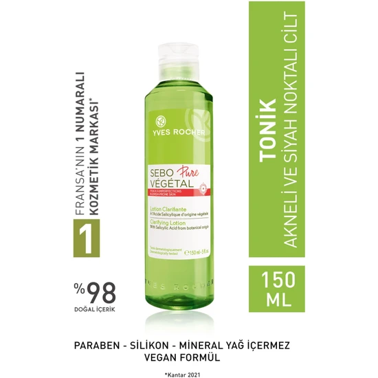 Yves Rocher Akne Eğilimli Cilt-gözenek Sıkılaştırıcı Sebo Pure Vegetal Tonik-bitkisel Salisilik Asit&sitrik Asit