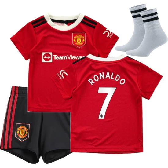Zilong Manchester United Cristiano Ronaldo 2022/23 Sezon Kırmızı Çocuk Forması 3'lü Set