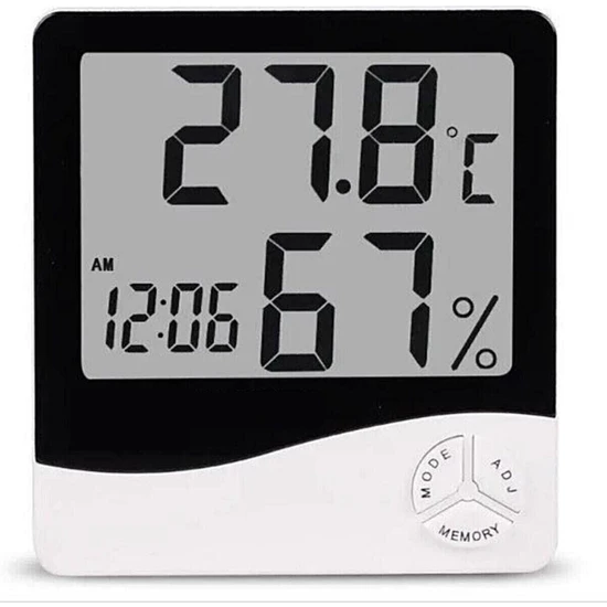 Rozia Dijital Termometre Sıcaklık ve Nem Ölçer Masa Saati Alarm