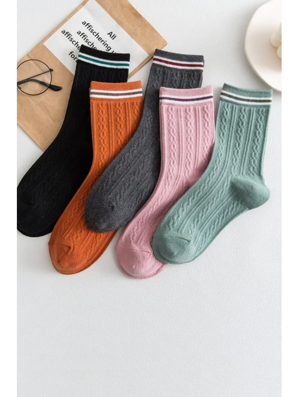 Katia&Bony 5'li Paket Kadın Soket Çorap Çok Renkli
