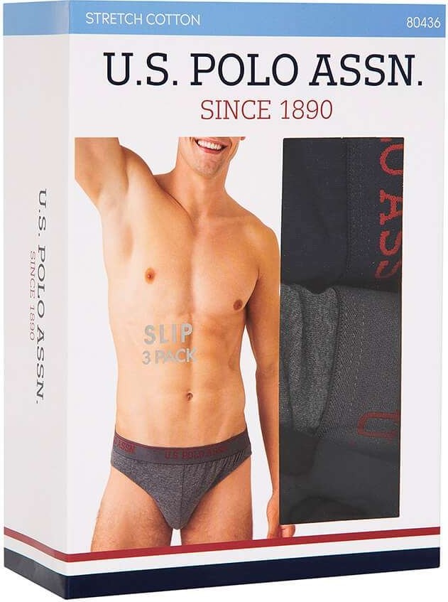U.S. Polo Assn. Erkek Siyah - Antrasit Melanj - Lacivert 3'lü Slip görsel 2