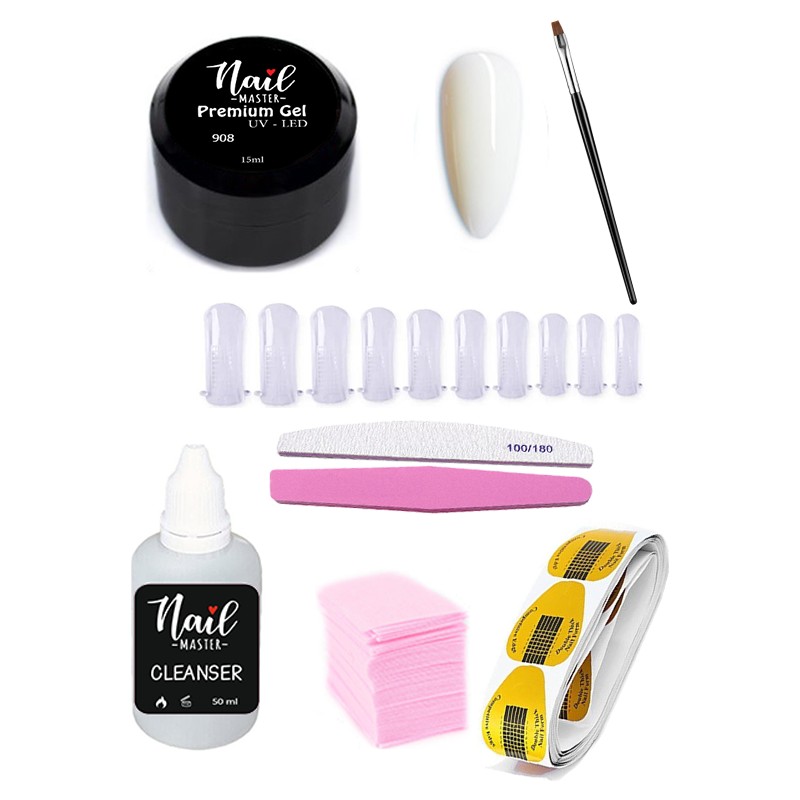 Nail Master Protez Tırnak UV Jel Seti Beyaz 908 15ml Premium Jel ve Aksesuarlarla