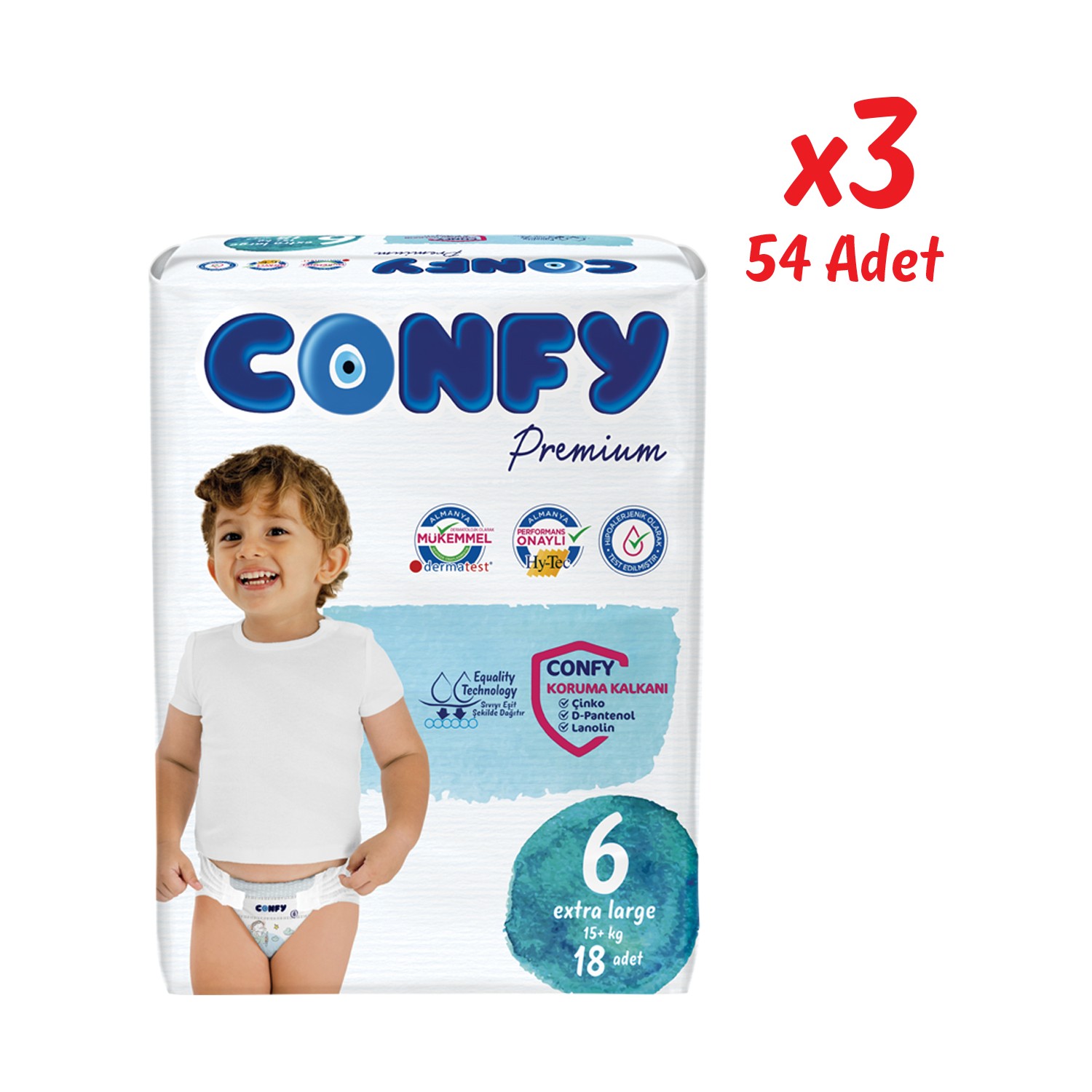 confy premium bebek bezi 6 beden extralarge 18 adet x 3 fiyati