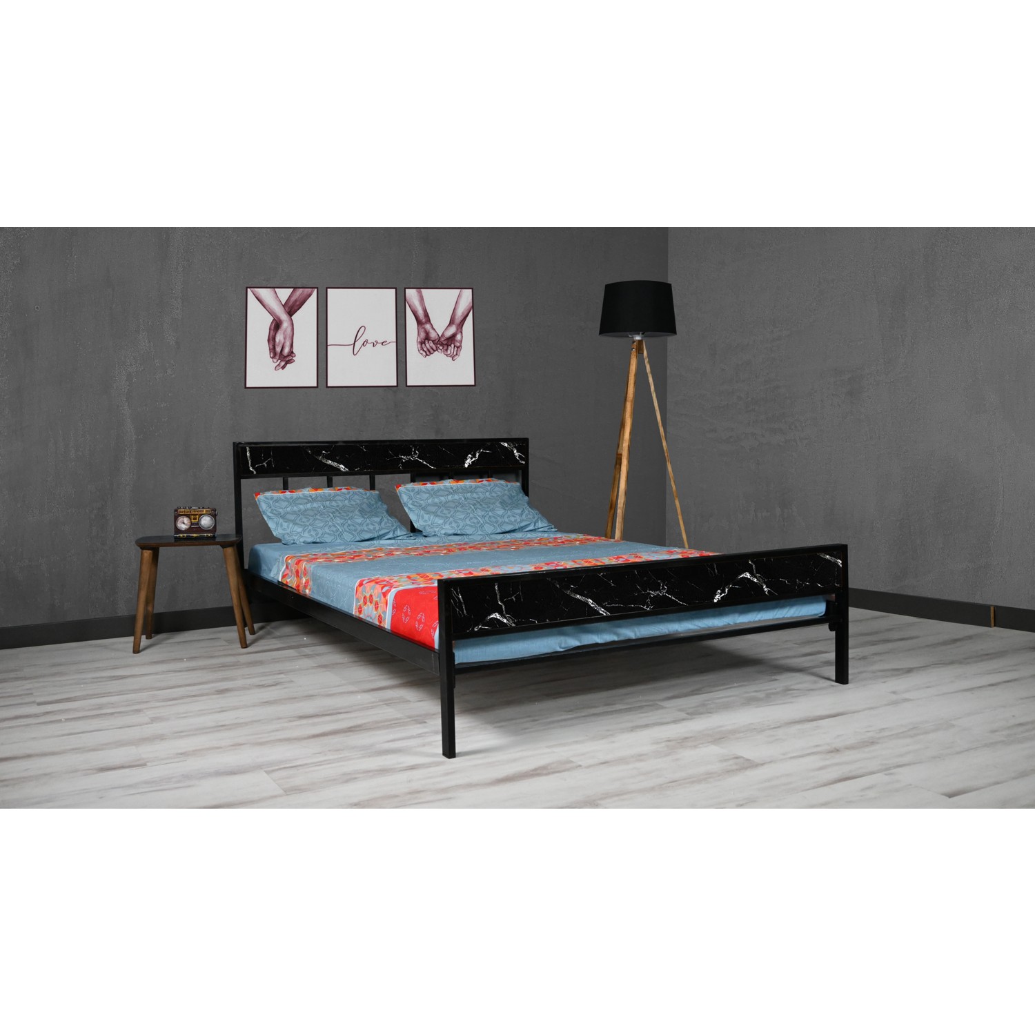 Brady Mobilya Sera Siyah Mermer Desenli Masif Metal Geçmeli Fiyatı