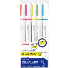 Zebra Justfit Fosforlu Kalem 5'li Set Bulaşmayan Yumuşak Uçlu Renkli Kalemler