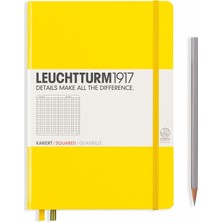 Leuchtturm 1917 Not Defteri Orta Boy A5 Sert Kapak 249 Numaralandırılmış Sayfa Kareli Limon Sarı