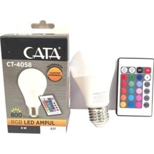 Cata Kumandalı Rgb LED Ampul 9W E27 Dimmer Ana Renk Aydınlatma Günısığı
