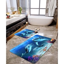 Talia Home Yunus Balığı Baskılı 2'li Banyo Paspas Seti TLAHMP-014