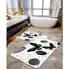 Talia Home Siyah Kelebekler  2'li Banyo Paspas Seti TLAHMP-037