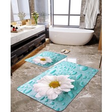 Talia Home 2'li TLAHMP-016 Papatya Desenli Banyo Paspas Seti