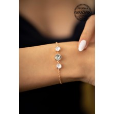 Swarovski Taşlı Üç Taş Model Gümüş Bileklik