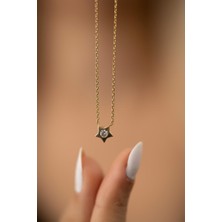 Ninova Silver Yıldız Model Altın Kaplama Gümüş İtalyan Kolye