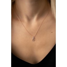 Ninova Silver Çift Damla Model Rose Kaplama Gümüş İtalyan Kolye