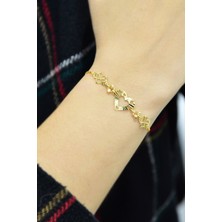 Papatya Silver 925 Ayar Gümüş Gold Kaplama Sonsuzluk Kalp Kristal Kesim Bileklik
