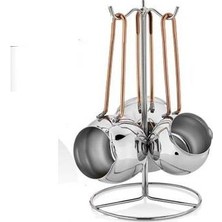 Schafer Alia 4 Parça Standlı Çelik Cezve Takımı Bakır