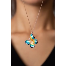 Papatya Silver 925 Ayar Mineli Kelebek Model Gümüş Kolye