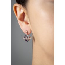 Papatya Silver 925 Ayar Renkli Taşlı Gümüş Gezegen Küpe