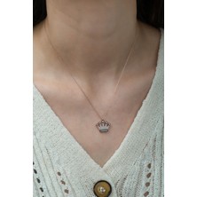 Papatya Silver 925 Ayar Taşlı Gümüş Kraliçe Tacı Kolye