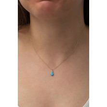 Papatya Silver 925 Ayar Damla Opal Taşlı Gümüş Kolye Rose Altın Kaplama