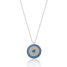 Papatya Silver 925 Ayar Rodyum Zirkon Taşlı Gümüş Nazar Kolye