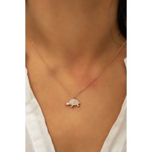 Papatya Silver 925 Ayar Rose Altın Kaplama Zirkon Taşlı Gümüş Kaplumbağa Kolye