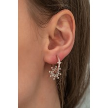 Papatya Silver 925 Ayar Rose Altın Kaplama Zirkon Taşlı Yıldız Gümüş Küpe