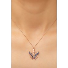 Papatya Silver 925 Ayar Rose Altın Kaplama Kelebek Kolye