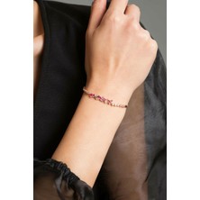 Papatya Silver 925 Ayar Rose Altın Kaplama Baget Renkli Taşlı Gümüş Bileklik