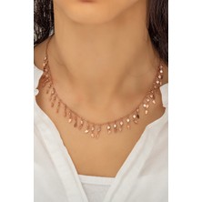 Papatya Silver 925 Ayar Gümüş Beyaz Taşlı Mekik Pul Kolye