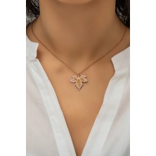 Papatya Silver Çınar Yaprağı Sonbahar Kolye Rose Altın Kaplama Gümüş