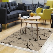 Alanur Home Alanur Trend Keçe Tabanlı Saçaklı Dijital Halı Kahve