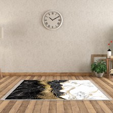 Alanur Home Alanur Yıldız Deri Tabanlı Saçaklı Yıkanabilir Dijital Halı Krem