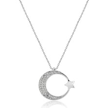 Papatya Silver Ayyıldız Figürlü Rodyum Kapalama Nano Zirkon Kolye